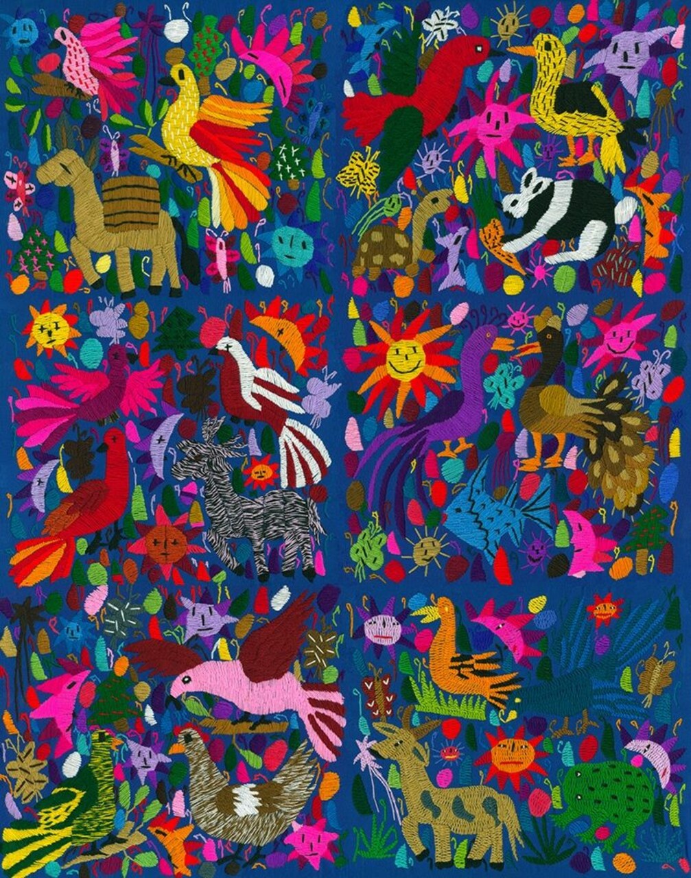 Amazing Multicoloured Mexican Tapestry On Blue Background Poster Print by anonymous - Item # VARPDXFEHO103